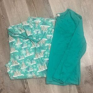 Teal Long Sleeve Shirt and gnome Pajama Pants